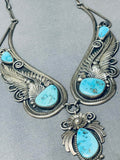 One Of The Most Ornate Vintage Native American Navajo Turquoise Sterling Silver Necklace-Nativo Arts