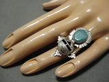 Important Kachina Master Native American Navajo Turquoise Sterling Silver Ring-Nativo Arts
