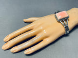 Striking Native American Navajo Pink Conch Sterling Silver Bracelet-Nativo Arts