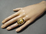 Huge Heavy Native American Navajo Sterling Silver Tigers Eye Ring-Nativo Arts