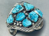 Massive Vintage Native American Navajo Morenci Turquoise Sterling Silver Bracelet-Nativo Arts
