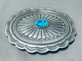 Tremendous Vintage Native American Navajo Morenci Turquoise Sterling Silver Buckle-Nativo Arts