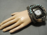 The Biggest And Best Vintage Native American Navajo Turquoise Sterling Silver Watch Bracelet Old-Nativo Arts