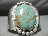 Huge Vintage Native American Navajo Royston Turquoise Big Flank Sterling Silver Bracelet-Nativo Arts