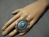 Striking Vintage Navajo Turquoise Sterling Silver Native American Ring Old-Nativo Arts