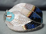 Fabulous Native American Zuni Mother Of Pearl & Turquoise Sterling Silver Bracelet-Nativo Arts
