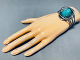 Very Unique Twisting Silver Vintage Native American Navajo Turquoise Sterling Bracelet-Nativo Arts