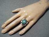 Superb Vintage Hopi Native American Spiderweb Turquoise Sterling Silver Ring Old-Nativo Arts