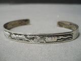 Intricate Vintage Native American Navajo Hand Tooled Sterling Silver Bracelet Cuff-Nativo Arts