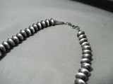 Signed Huge Tubule Native American Navajo Turquoise Sterling Silver Necklace-Nativo Arts