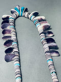 Native American One Of The Most Unique Santo Domingo Turquoise Shell Sterling Silver Necklace-Nativo Arts