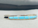 Pretty Vintage Native American Navajo Blue Gem Turquoise Sterling Silver Bracelet-Nativo Arts