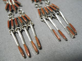 Exquisite Zuni Coral Sterling Silver Earrings Native American-Nativo Arts
