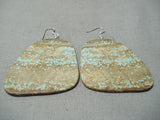 Native American Slab Turquoise Santo Domingo Royston Turquoise Sterling Silver Earrings-Nativo Arts