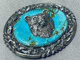 Best Bear Vintage Native American Navajo Turquoise Sterling Silver Buckle-Nativo Arts