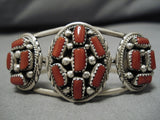 Vintage Native American Navajo Bracelet Coral Sterling Silver-Nativo Arts