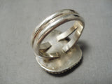 Colossal Vintage Native American Navajo Pilot Mountain Turquoise Sterling Silver Ring Old-Nativo Arts