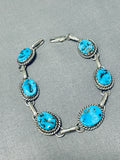 One Of A Kind Vintage Native American Navajo 6 Morenci Turquoise Sterling Silver Bracelet-Nativo Arts