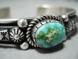 Important Native American Navajo Albert Jake Carico Lake Turquoise Sterling Silver Bracelet-Nativo Arts