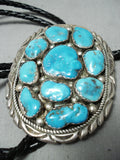 Chunky Vintage Navajo Morenci Turquoise Sterling Silver Bolo Native American-Nativo Arts