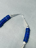Rare Authentic Native American Navajo Lapis Sterling Silver Bead Necklace-Nativo Arts