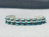 Intricate & Lovely Vintage Native American Zuni Needle Turquoise Sterling Silver Bracelet-Nativo Arts