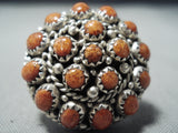 Outstanding Navajo Native American Corals Sterling Silver Dome Ring-Nativo Arts