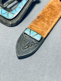 One Of The Best Vintage Native American Navajo Turquoise Inlay Sterling Silver Concho Belt-Nativo Arts