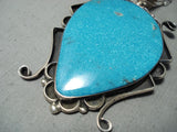 Enormous Vintage Native American Navajo Turquoise Sterling Silver Swirling Necklace-Nativo Arts