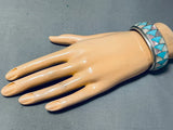 Gorgeous Vintage Native American Zuni Blue Gem Turquoise Sterling Silver Bracelet Signed-Nativo Arts