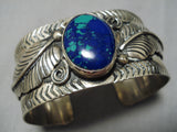 Stunning Vintage Navajo Wide Azurite Sterling Silver Native American Bracelet-Nativo Arts