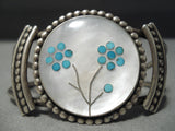 Detailed!! Vintage Native American Zuni Navajo Turquoise Sterling Silver Bracelet Old-Nativo Arts