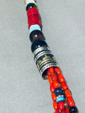 Authentic Singer Native American Navajo Coral Sterling Silver Necklace-Nativo Arts