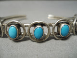 Unique Vintage Native American Navajo Domed Turquoise Sterling Silver Bracelet Cuff-Nativo Arts