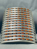 14 Story Tall Coral Native American Zuni Sterling Silver Bracelet-Nativo Arts