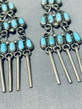 Quad Tier Vintage Native American Navajo Turquoise Chandelier Sterling Silver Earrings-Nativo Arts