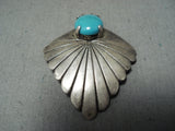 Important Ivan Kee Vintage Native American Navajo Turquoise Sterling Silver Pendant-Nativo Arts