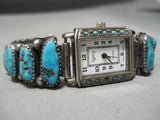Rare Orville Tsinnie Vintage Native American Navajo Turquoise Sterling Silver Watch Bracelet Old-Nativo Arts
