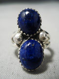 Important Vintage Navajo Lapis Sterling Silver Ring Old Native American-Nativo Arts