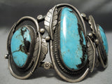 One Best Vintage Native American Navajo Blue Diamond Turquoise Sterling Silver Bracelet-Nativo Arts
