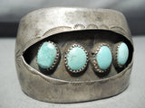 For Small Wrist Vintage Native American Navajo Turquoise Sterling Silver Bracelet-Nativo Arts