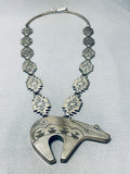 The Finest Vintage Native American Navajo Bear Rug Sterling Silver Hand Tooled Necklace-Nativo Arts