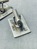 Authentic Vintage Native American Navajo Kenneth Begay Sterling Silver Cufflinks-Nativo Arts
