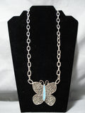 Best Philander Begay Vintage Native American Navajo Butterfly Sterling Silver Opal Necklace-Nativo Arts