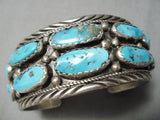 Huge Vintage Native American Navajo Chunky Turquoise Sterling Silver Bracelet Old-Nativo Arts