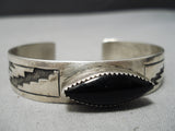 Able Arther Vintage Native American Navajo Sterling Silver Jet Bracelet Cuff-Nativo Arts