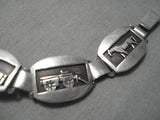 Marvelous Vintage Native American Navajo Hand Tooled Rare Sterling Silver Link Bracelet-Nativo Arts