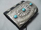 Incredible Vintage Native American Navajo Morenci Turquoise Sterling Silver Bowguard Old-Nativo Arts