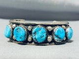 Sensational Vintage Native American Navajo 5 Morenci Turquoise Sterling Silver Bracelet-Nativo Arts