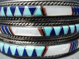 Detailed! Authentic Vintage Native American Navajo Zuni Turquosie Lapis Sterling Silver Bracelet-Nativo Arts